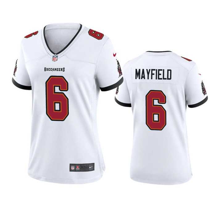 Women%27s Tampa Bay Buccanee #6 Baker Mayfield White Stitched Game Jersey(Run Small) Dzhi
